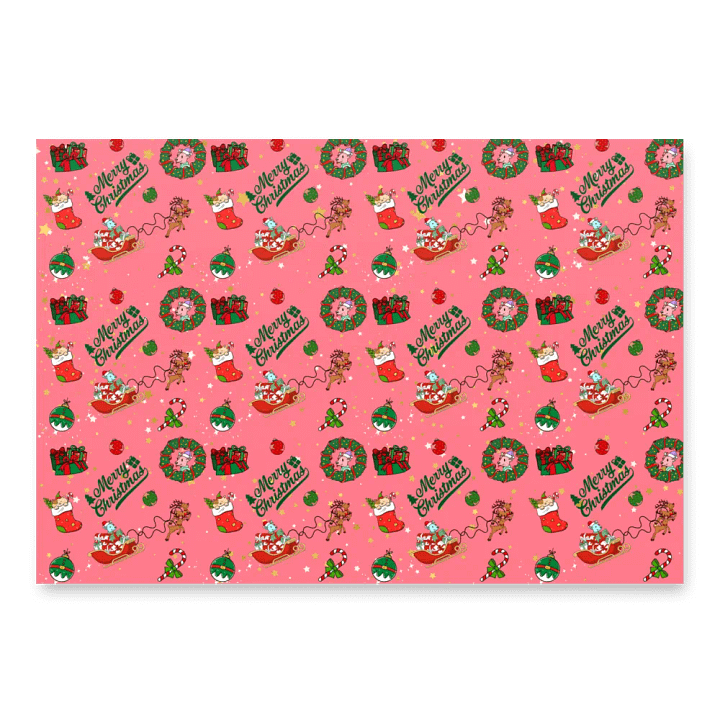 Dippy Deer’s Starry Pink Christmas Cheer Gift Wrap product image (1)