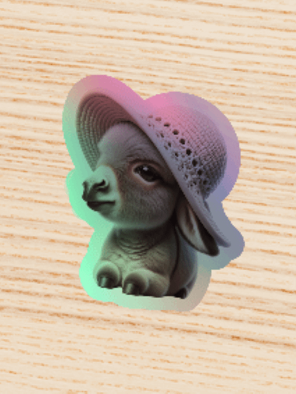 Cute Donkey in Hat Holographic Sticker product image (1)