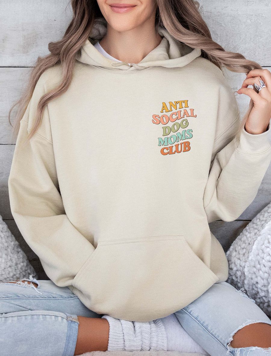 Anti Social Dog Moms Club Retro Hooded Sweatshirt | Funny Introvert Hoodie for Dog Moms product image (31)