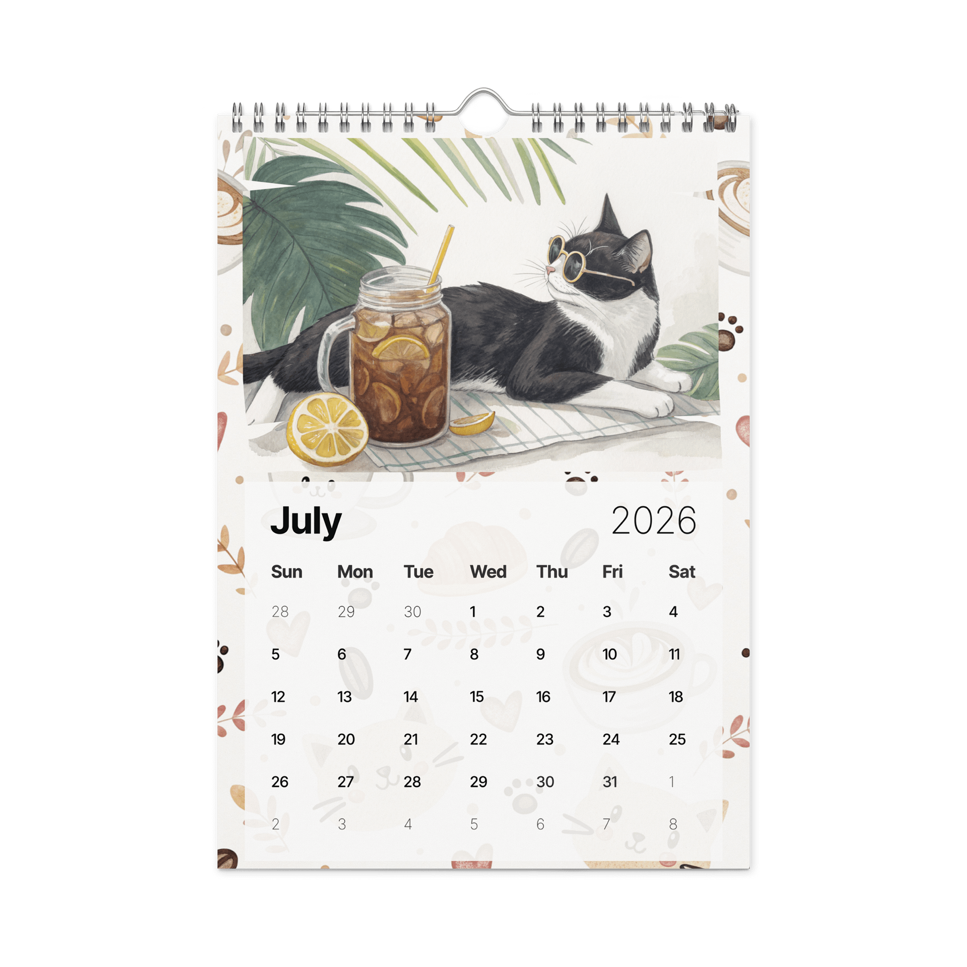 Coffee with Cats Wall Calendar 2026 – Cozy Watercolor Scenes of Cats, Coffee & Comfort product image (7)