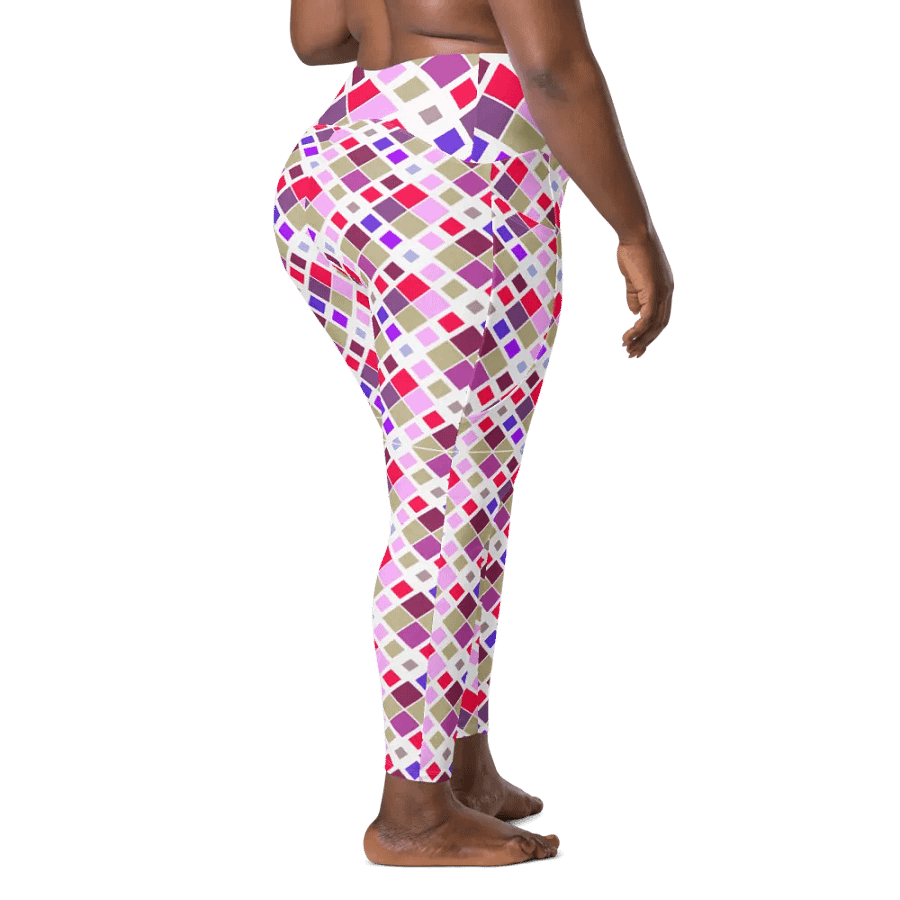 Colorful Square Pattern Design Leggings with Pocket - v3 product image (3)