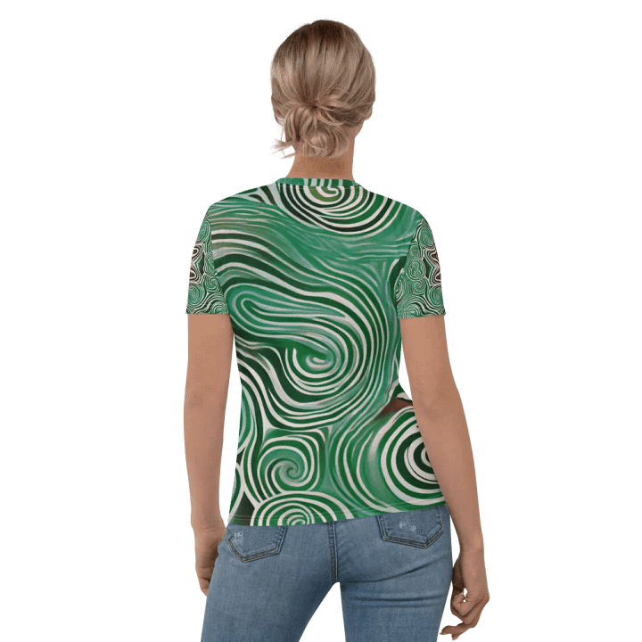 Funky Cool Green Liquid Tie-Dye Women's Crewneck T-shirt product image (2)