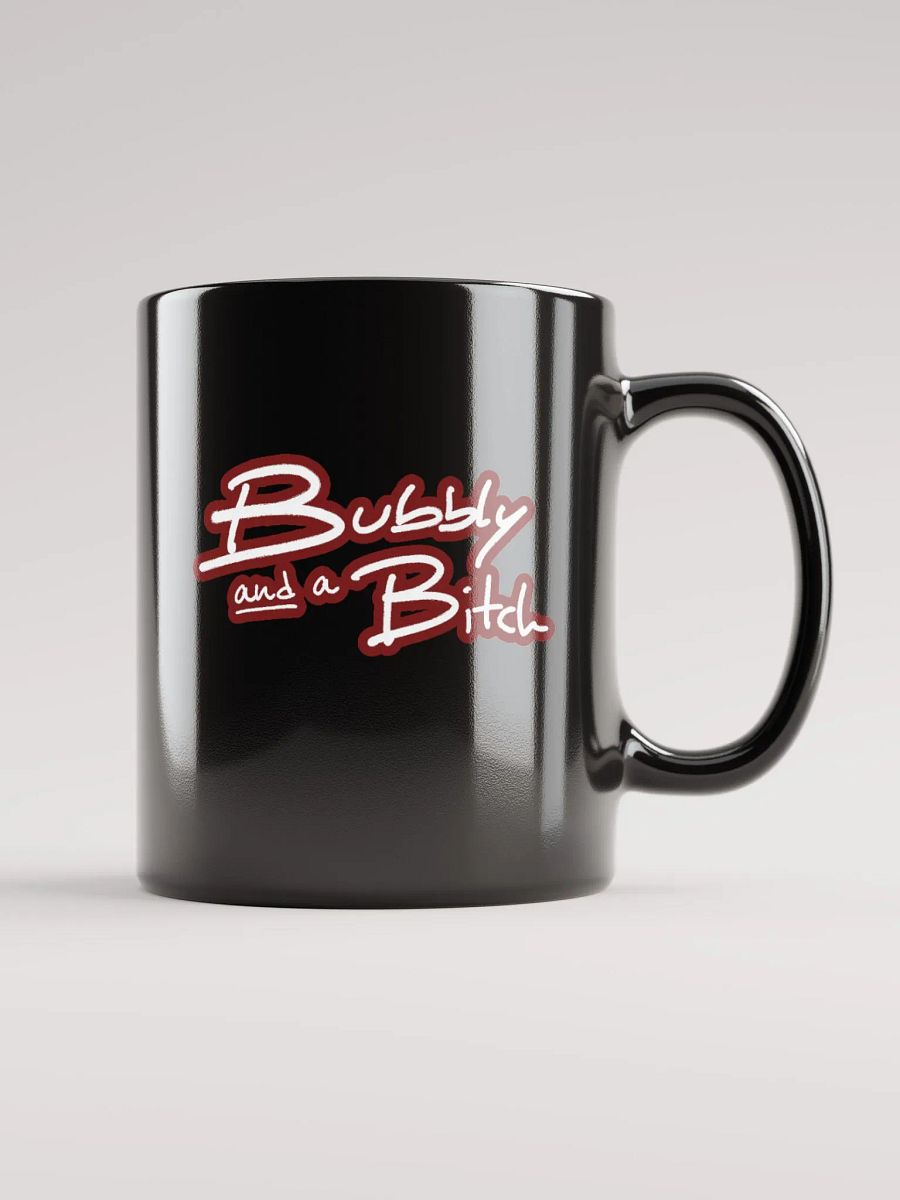 Bubbly and a B*tch (lined design, #6D1616) glossy black mug product image (6)