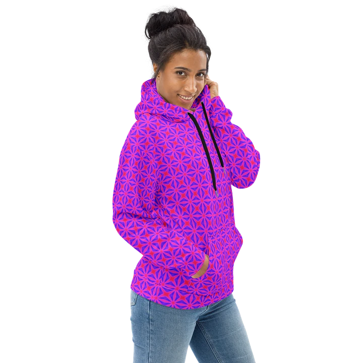 Abstract Vivid Pink and Purple Repeating Pattern Unisex All Over Print Hoodie! product image (2)
