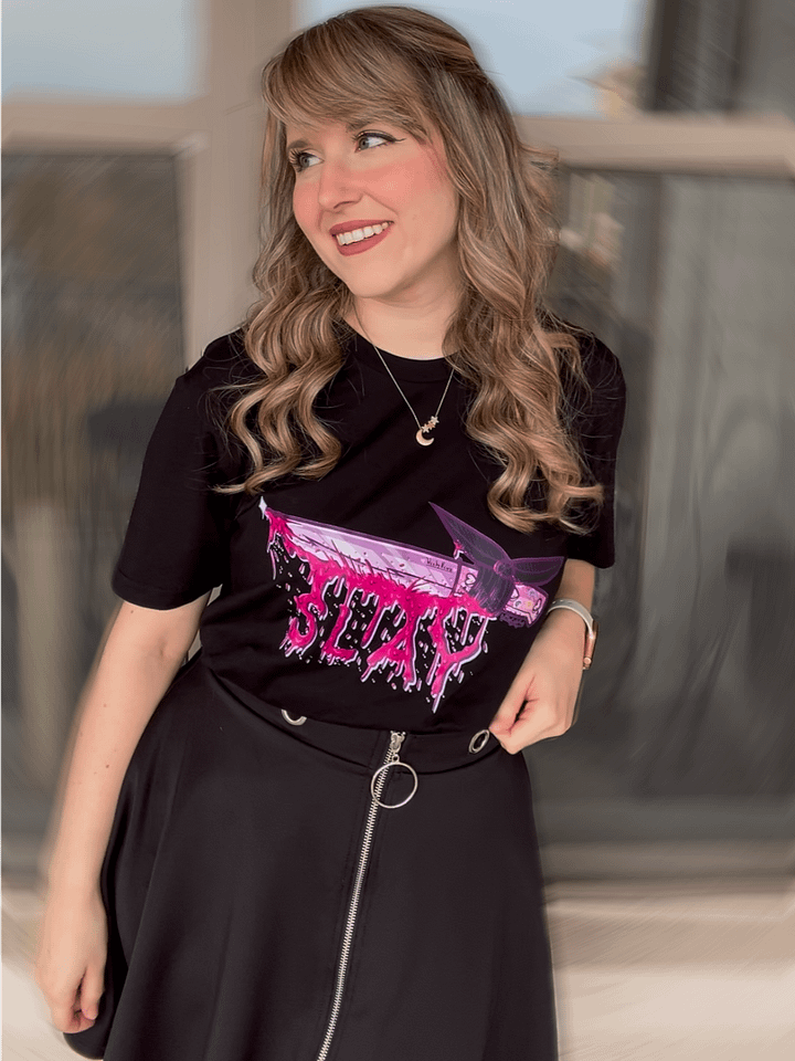 “Slay” Bloody Knife Cotton T-Shirt product image (1)