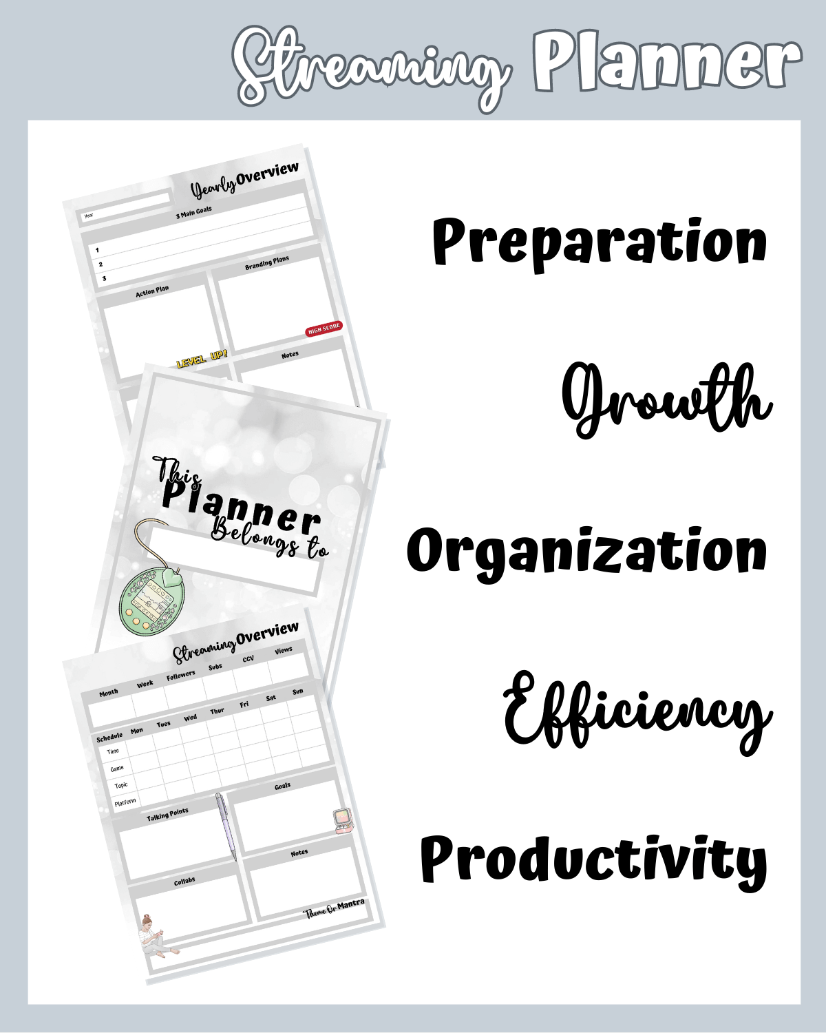 Grey Streaming Planner Printable product image (4)