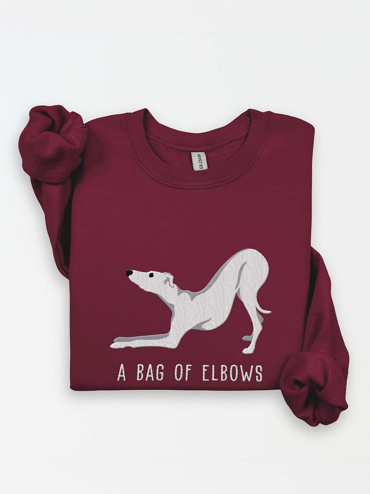 A Bag of Elbows Sweatshirt (Embroidered) of an Italian Greyhound(White) product image (1)