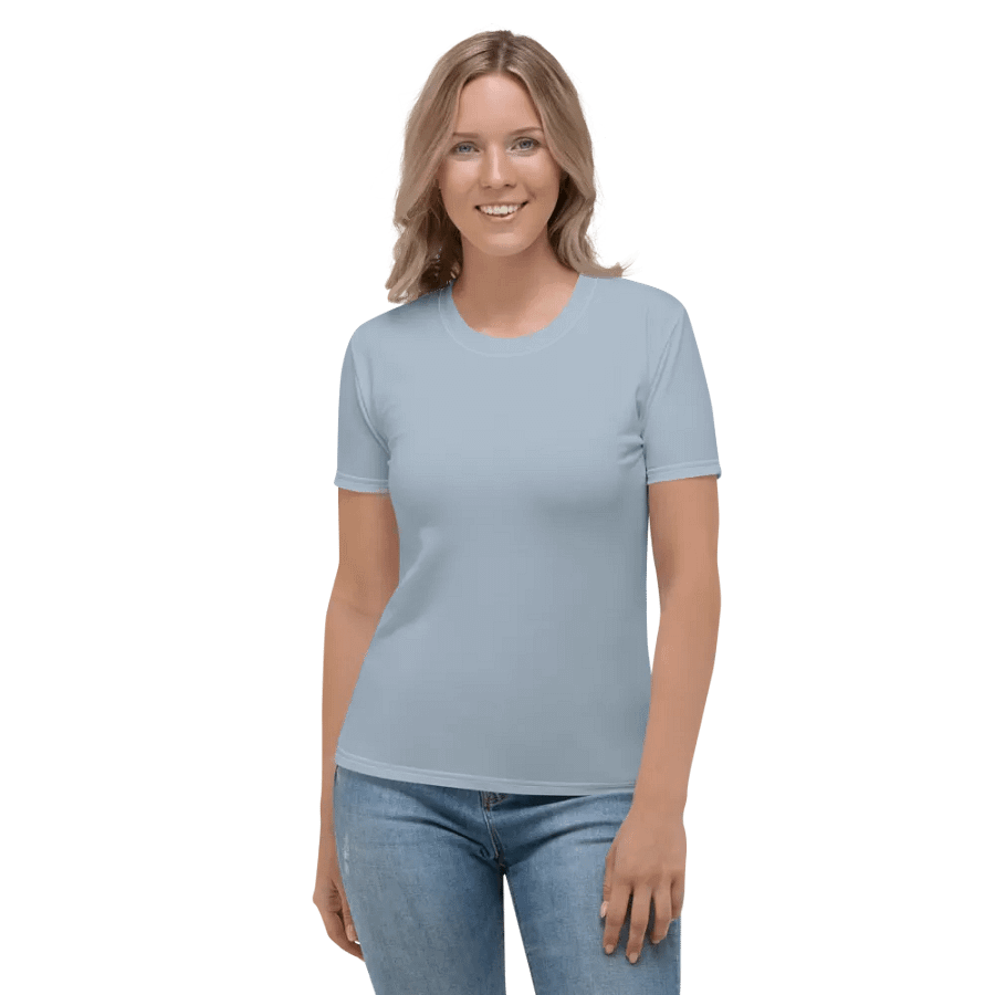 Plain Light Grayish Blue True Summer Women's Crewneck Polyester Heavyweight Premium T-Shirt by Treasure Pie product image (4)
