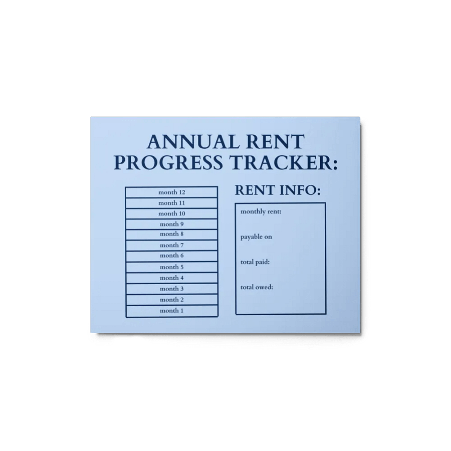 HIGHFALUTIN ANNUAL RENT TRACKER (navy design 1) product image (1)