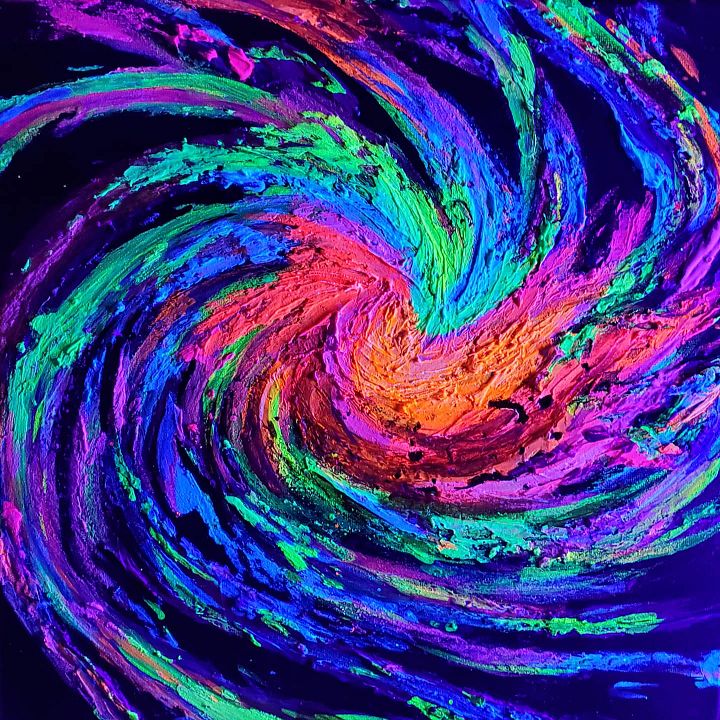'Galaxy Burst' UV Reactive / Glow in the dark Impasto Painting product image (1)