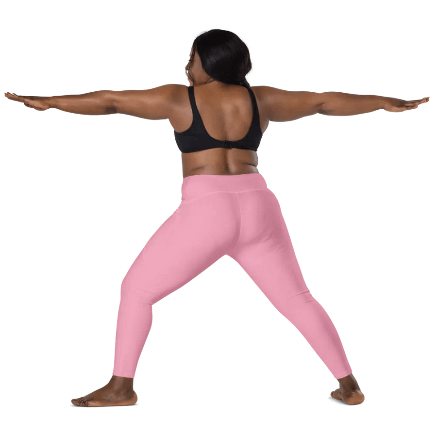 Plain Bubblegum Pink Soft Summer Women's High Waisted Premium Crossover Leggings with Pockets by Treasure Pie product image (12)