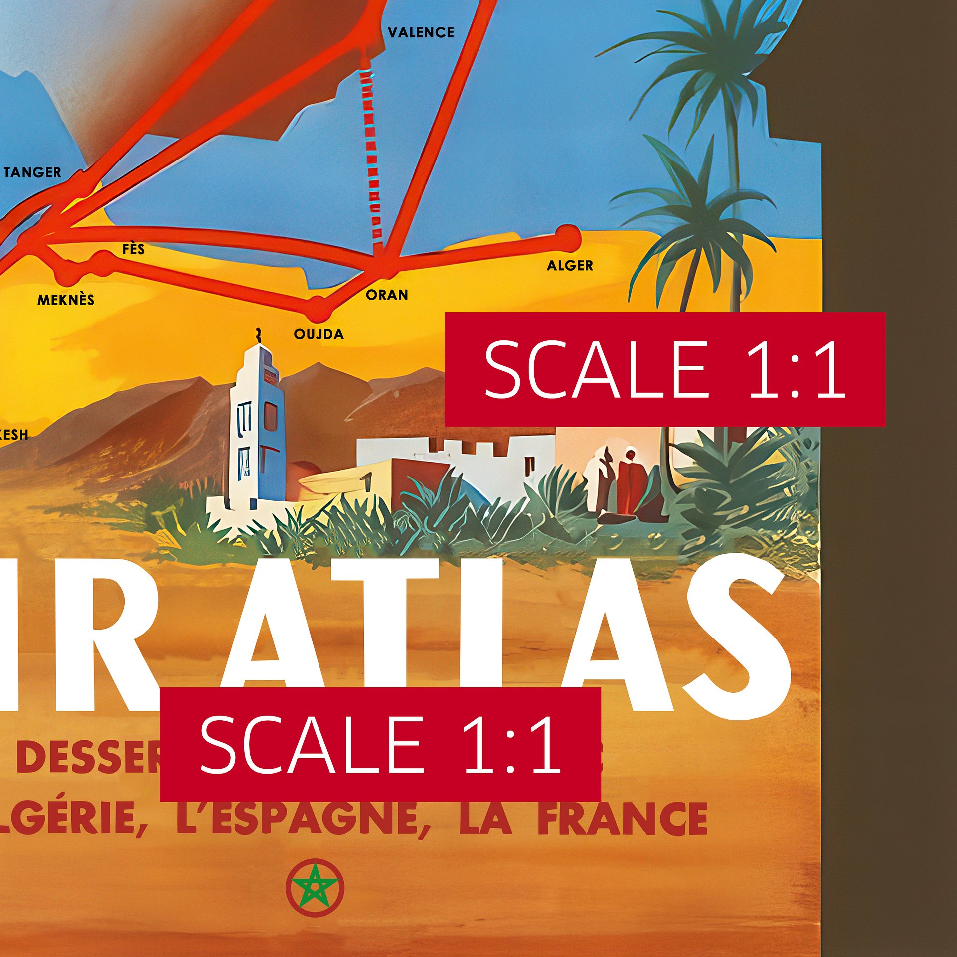 Morocco, Air Atlas, 1950s — retro travel poster, vintage travel print product image (5)