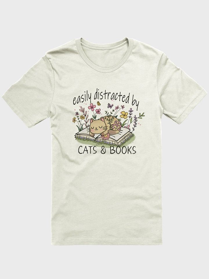 Easily Distracted by Cats & Books T-Shirt product image (1)