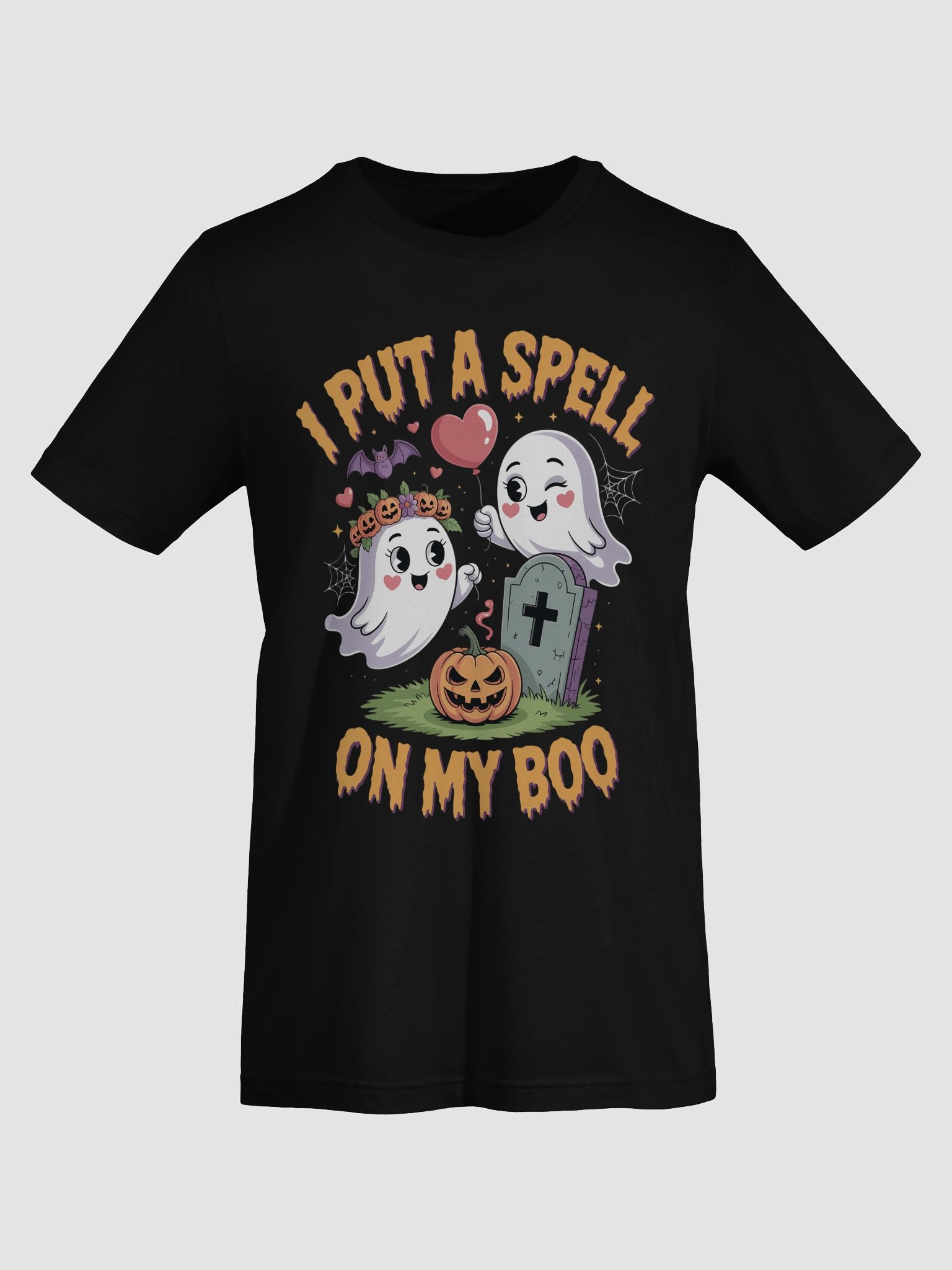 I Put A Spell On My Boo Funny Halloween Couple's T-Shirt | Spooky Cute Ghost & Pumpkin Tee product image (7)