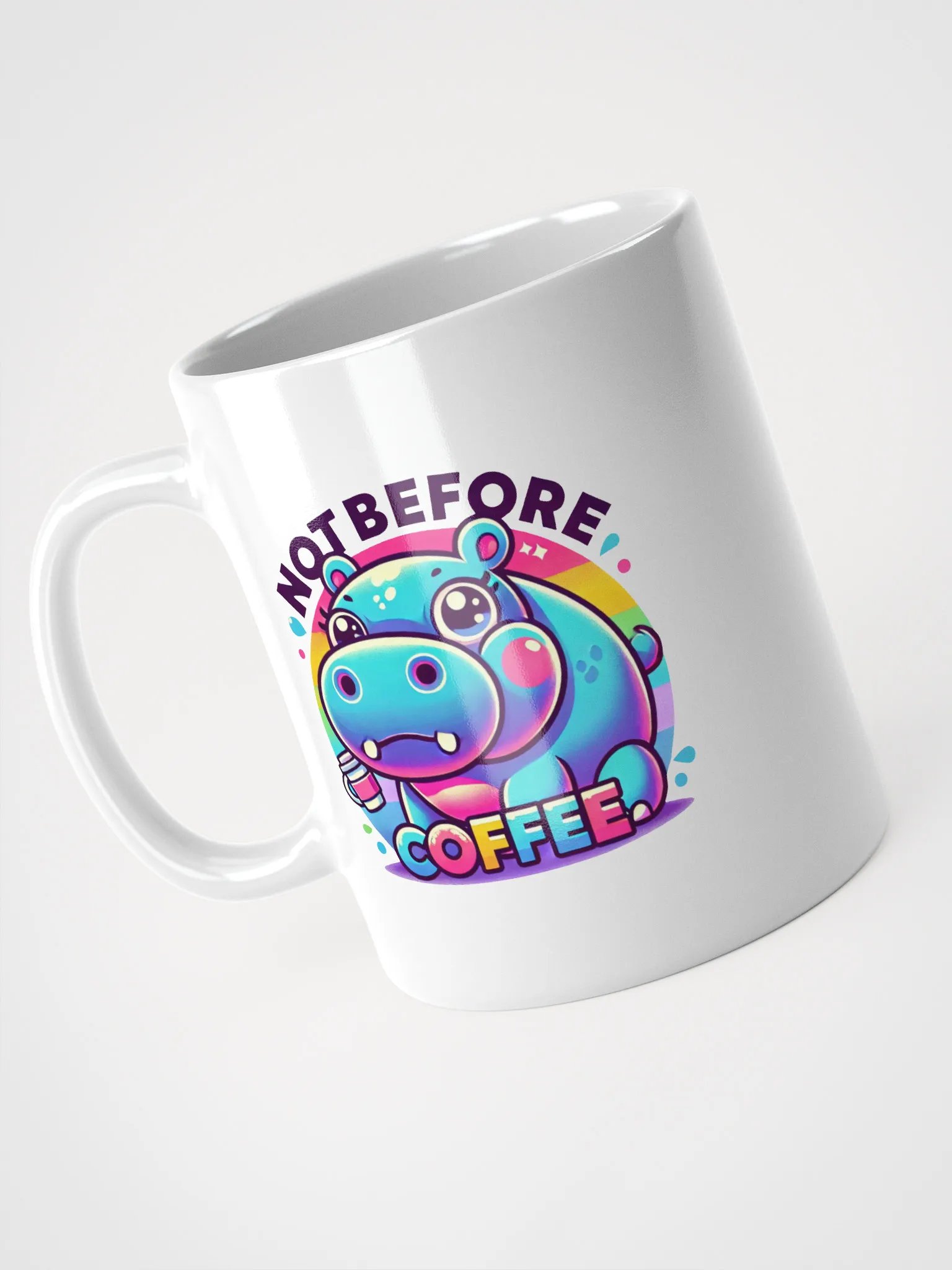 Not Before Coffee Hippo Coffee Mug – 11 oz White Ceramic product image (2)