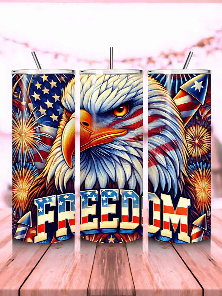 American Eagle Freedom Tumbler Wrap – 20oz Skinny USA Sublimation PNG Design – Majestic Eagle with Fireworks & Flag Theme – Perfect for Patriotic Celebrations – Instant Digital Download – 300 DPI product image (1)