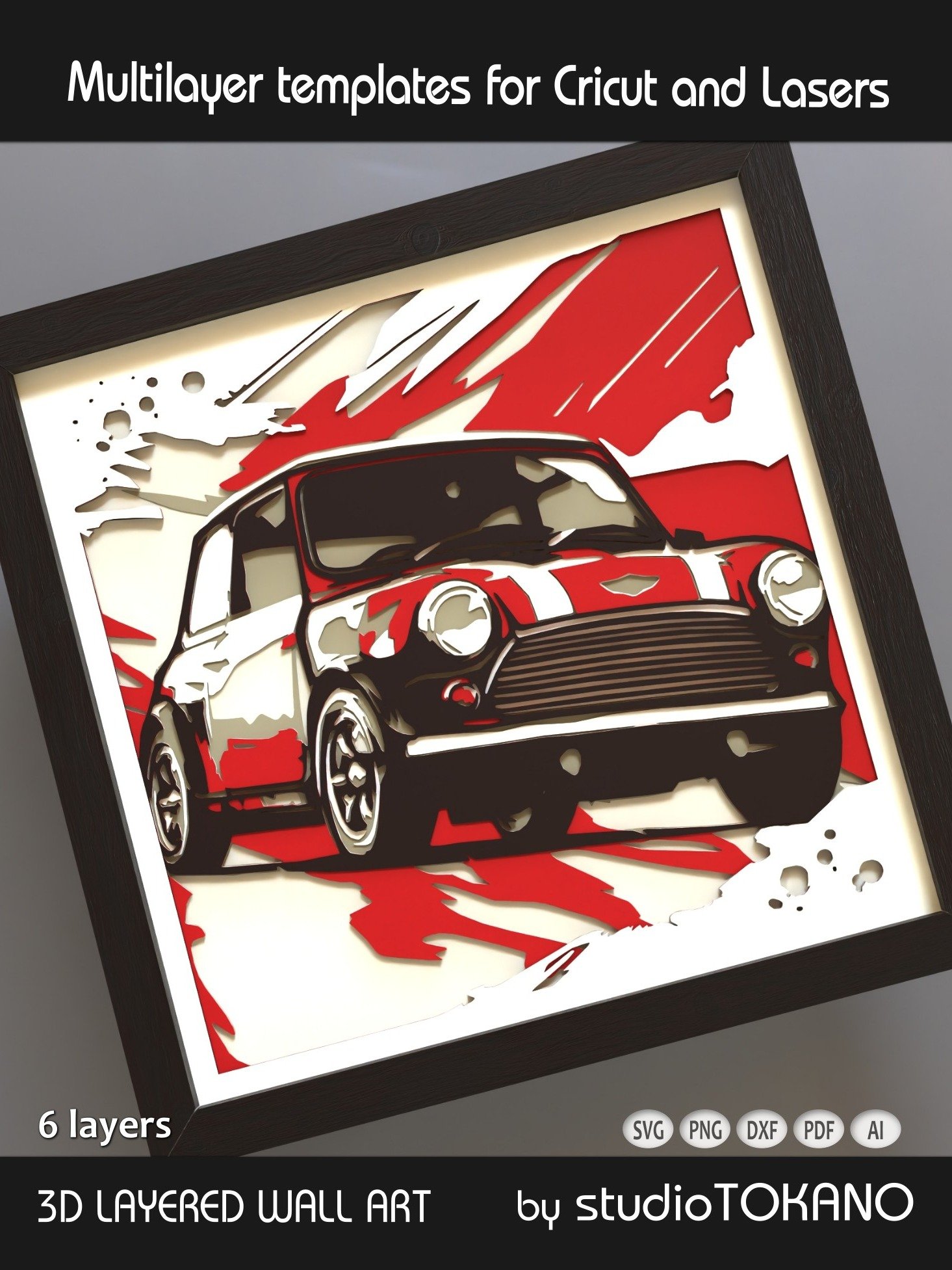 Mini Cooper 3D Layered Car SVG product image (2)
