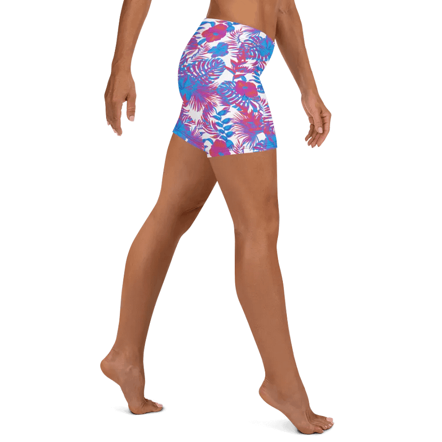 shorts  in  blue and pink colors tropical leaves design. Perfect for holiday vibes product image (4)