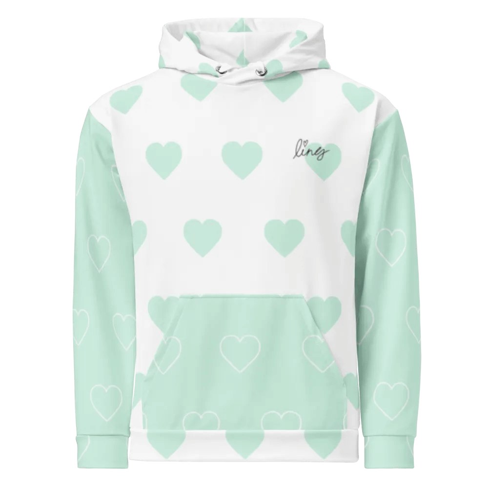 Lingling Kwong Heart Design Unisex Hoodie (White & Blue) product image (10)