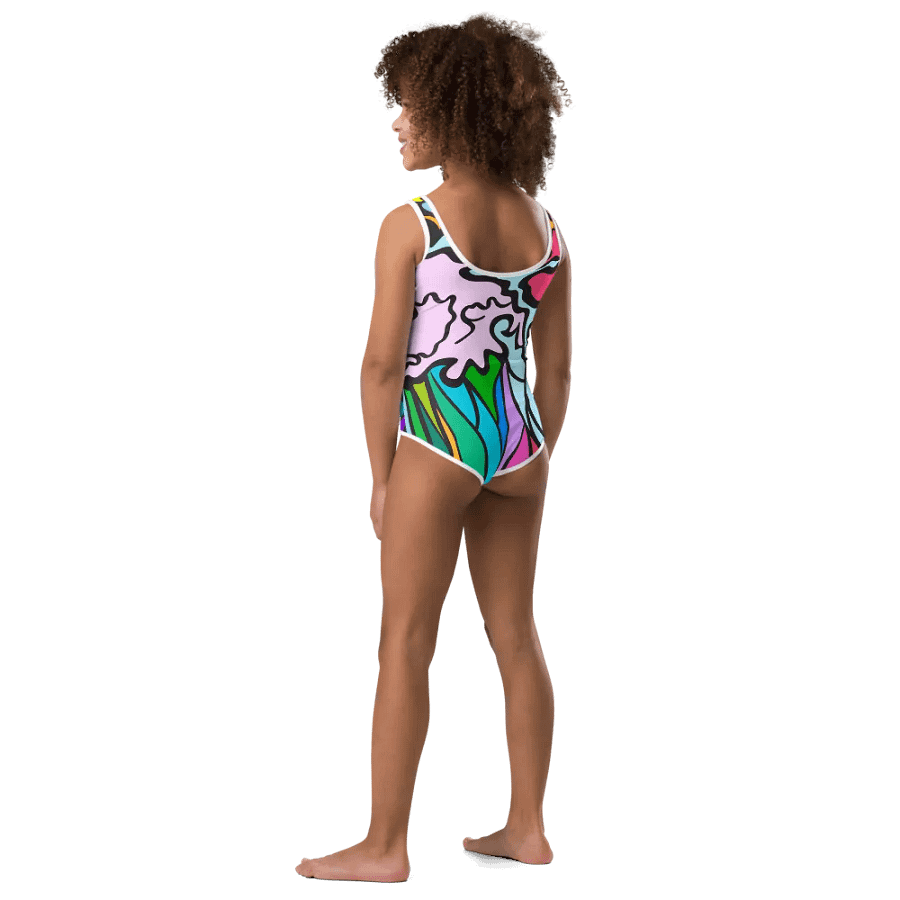 Vibrant Splash All-Over Kids Swimsuit - Wave at Sunset product image (3)