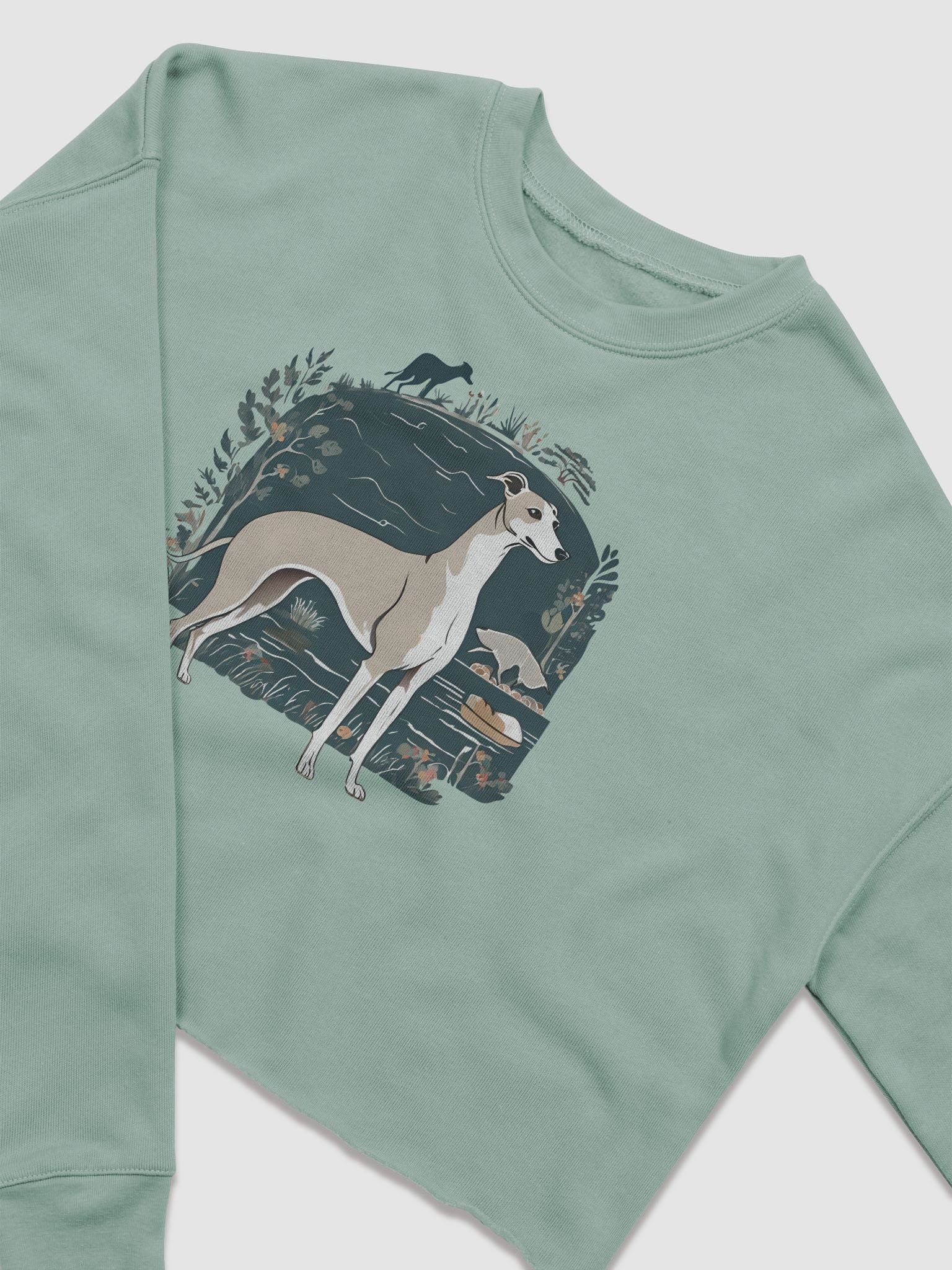 Floral Greyhound Women's Fleece Crop Sweatshirt product image (2)