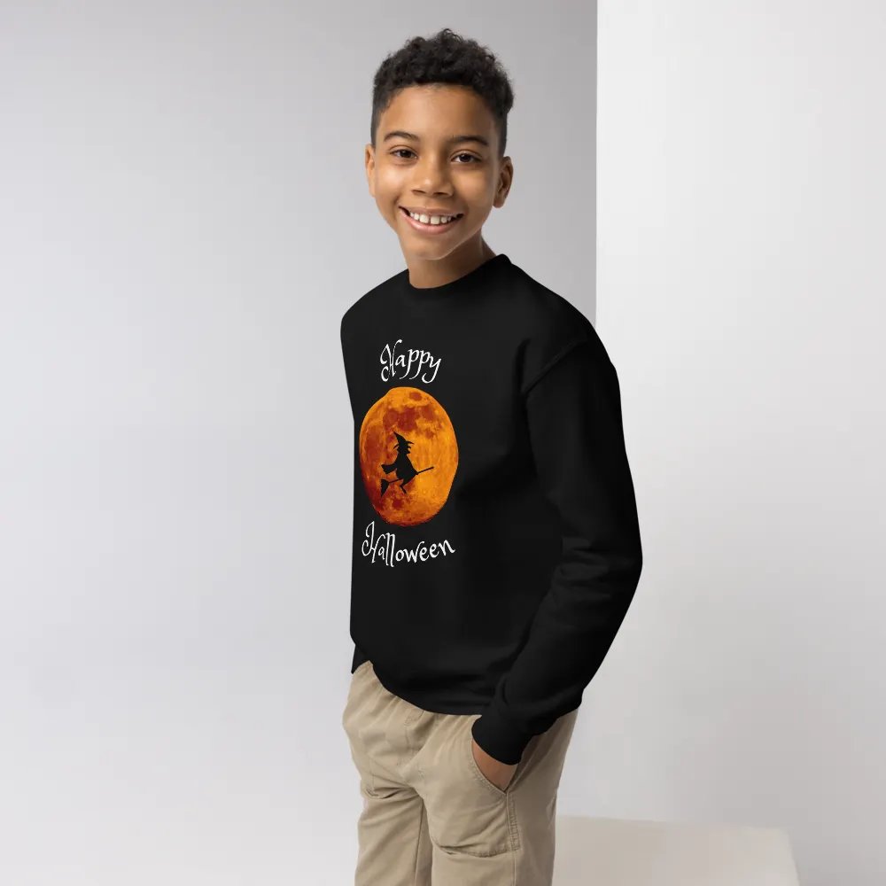 Witchy Moon Silhouette Youth Halloween Sweatshirt product image (4)
