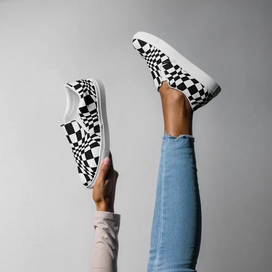 Black and White Women's Slip On Canvas Shoes product image (6)