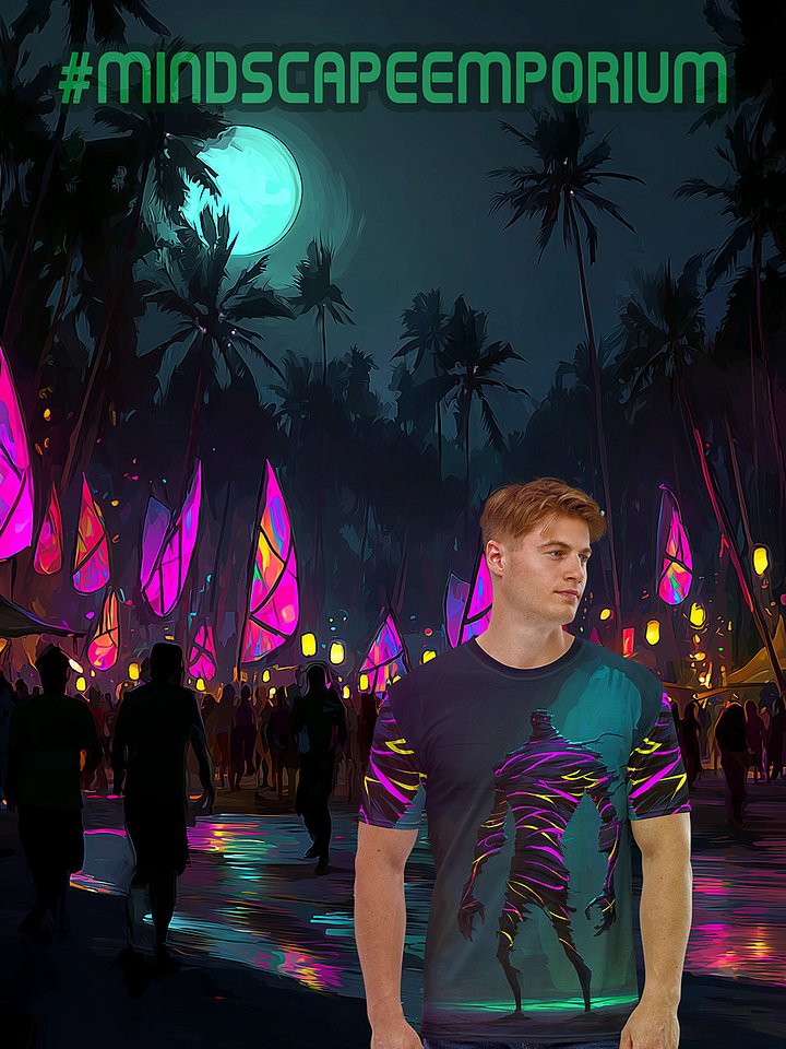 Neon Sentinel Men’s Graphic Tee product image (1)
