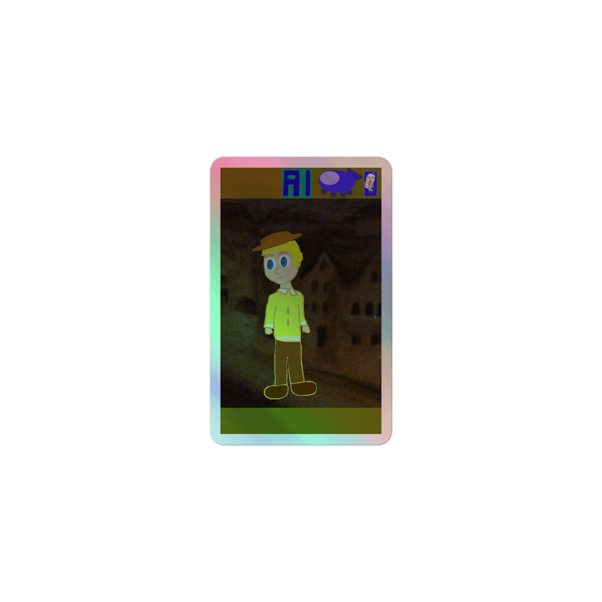 Catch a Flight to Space with Al Cartoon Character Holographic Sticker Sheet product image (1)