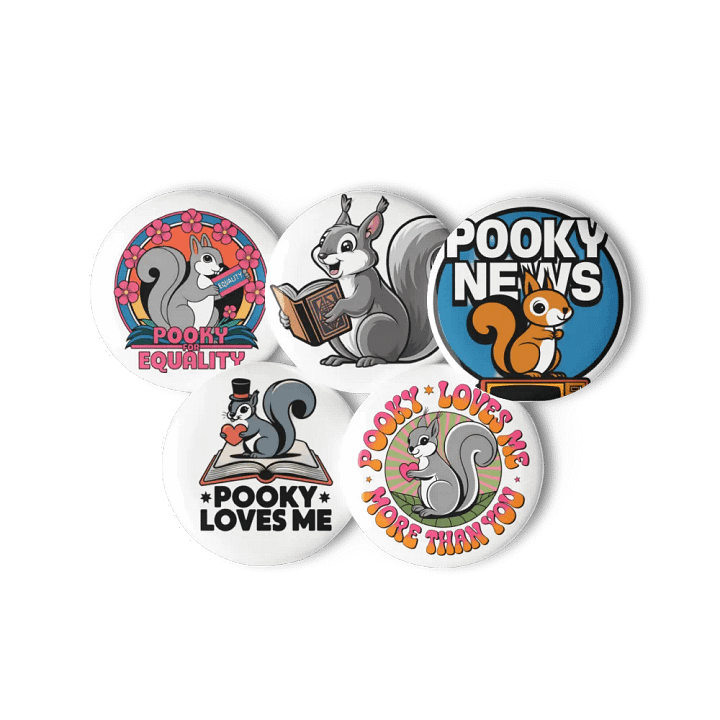 Original Pooky Artwork Buttons: Set of Five -y product image (3)