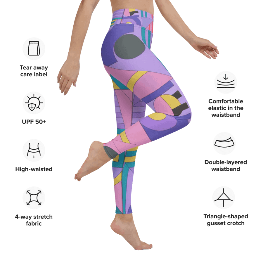 Modern Cool Multi-Colored Geometric Pattern Yoga Leggings product image (2)