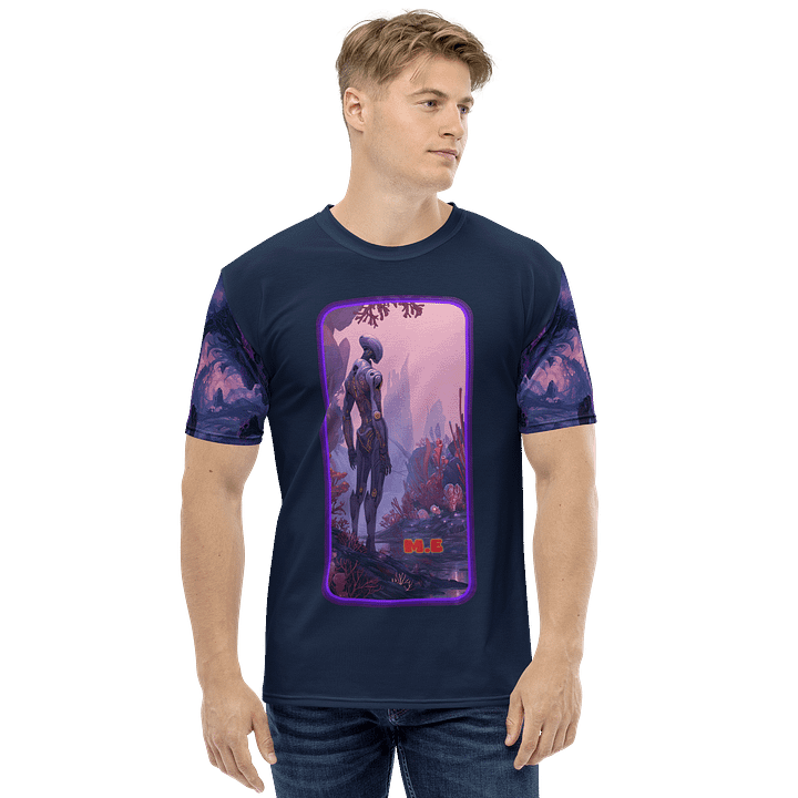 Alien Explorer Men’s Graphic Tee | Futuristic Sci-Fi All-Over Print T-Shirt product image (2)