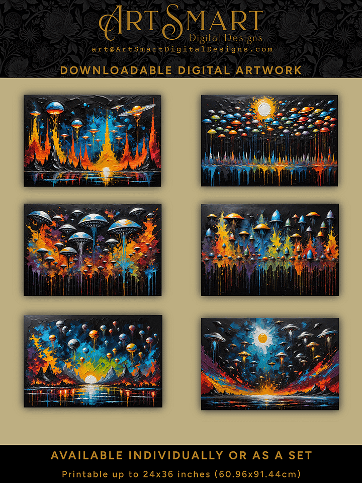 Abstract Alien Invasion 1 - Digital Download Set of 6 (Save 14% off individual prices) product image (1)