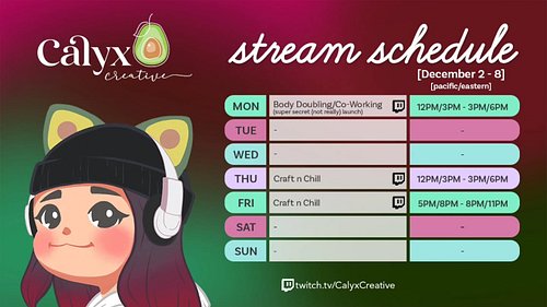*taps the screen* is anyone out there??
[STREAM SCHEDULE]
I think I remember how to use this thing?! I've got this coming wee...