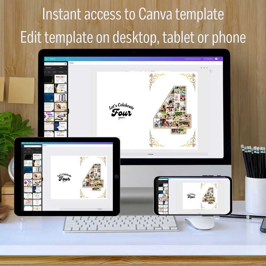 Four Year Celebration Card Photo Collage Canva Template product image (4)