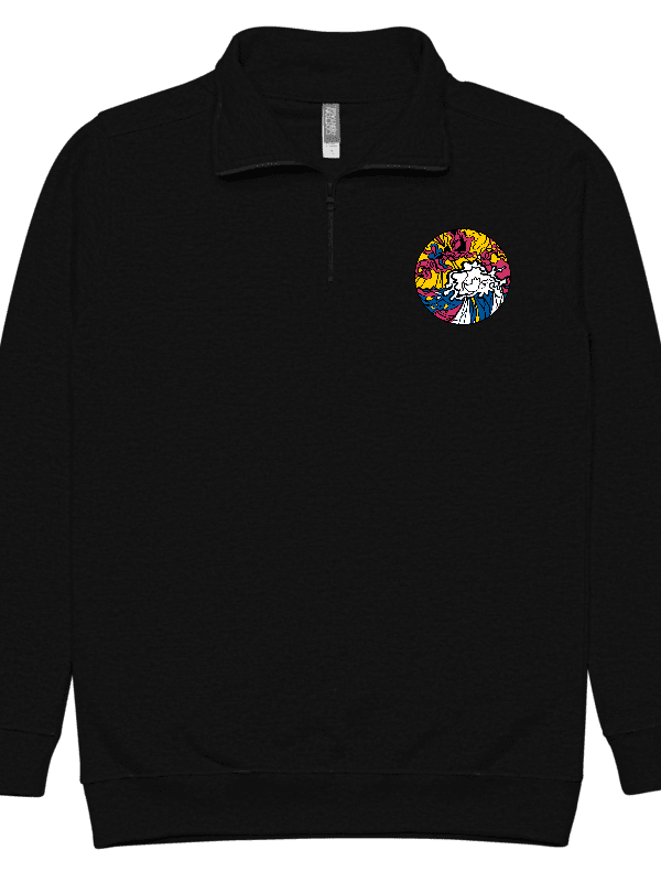 Colorful Abstract Circle Fleece Pullover - Wave at Sunset product image (13)
