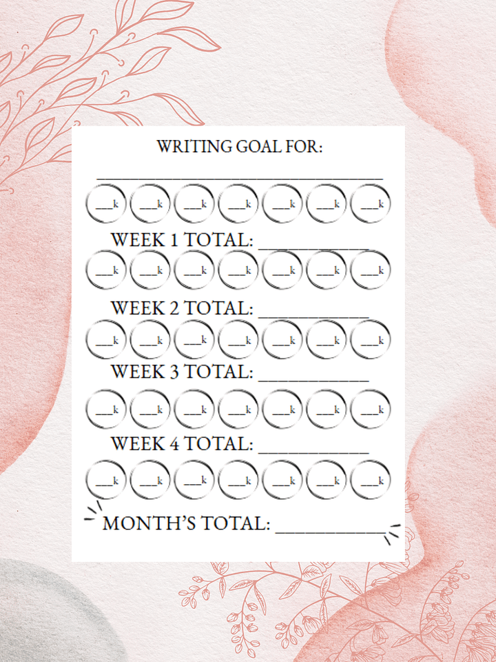 PDF Download: One-Month Word Count Tracker for WIPs product image (2)