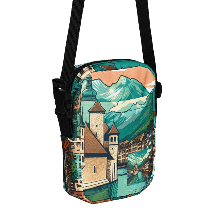 All-Over Print Utility Crossbody Bag | AI Design Annecy city product image (1)