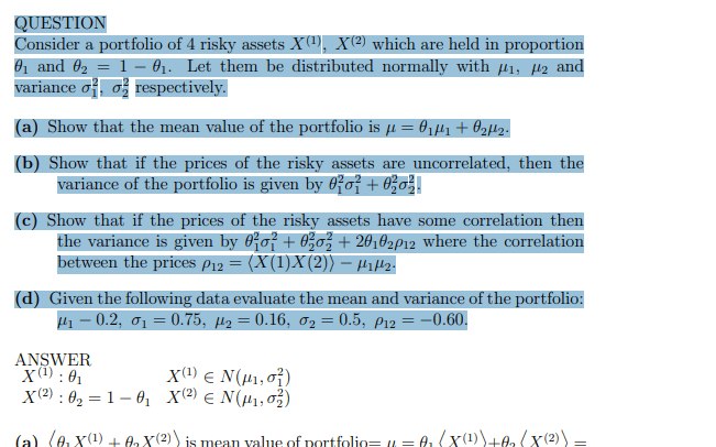 TD - Normally distributed risky assets and their mean and variances product image (1)
