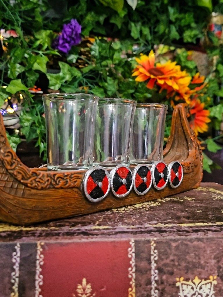 The Armored Kingdom Dragon Ship Holder with 3 Shot Glasses-Mythical Design-Dragon Build product image (2)