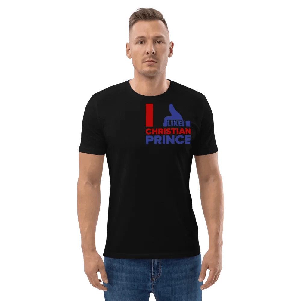 I Like Christian Prince, Red And Blue On Black T-Shirt product image (2)