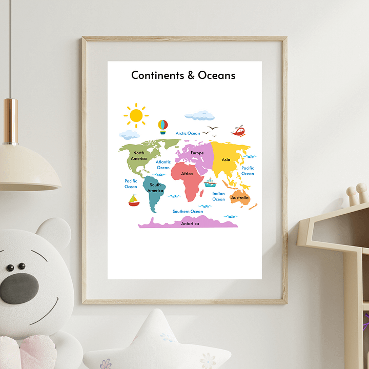 Toddler / Preschooler Continents and Oceans Learning Poster product image (1)