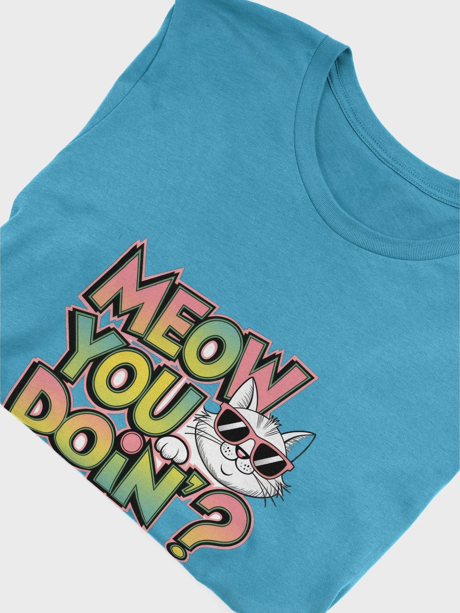 Meow You Doin'? – Funny Cool Cat T-Shirt with Sunglasses product image (3)