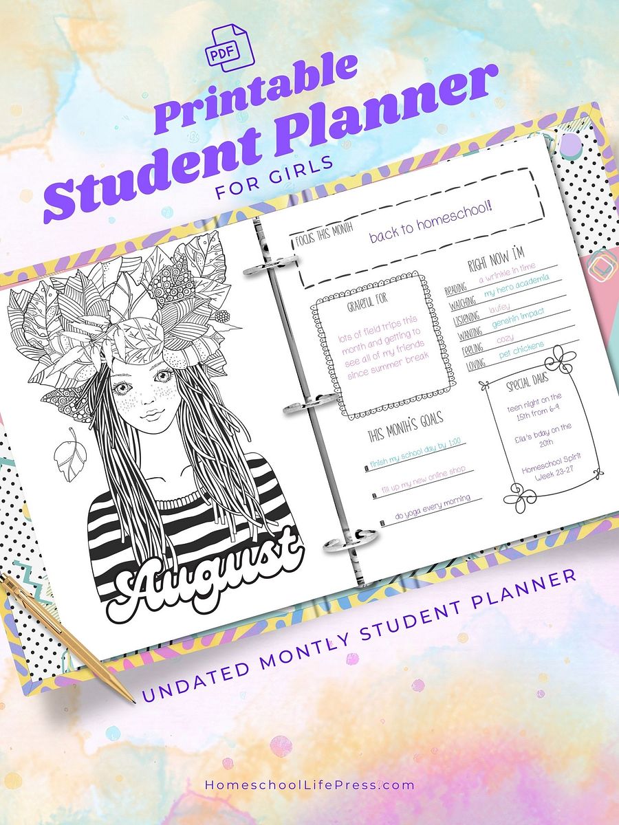 Homeschool Student Planner For Girls Undated product image (1)