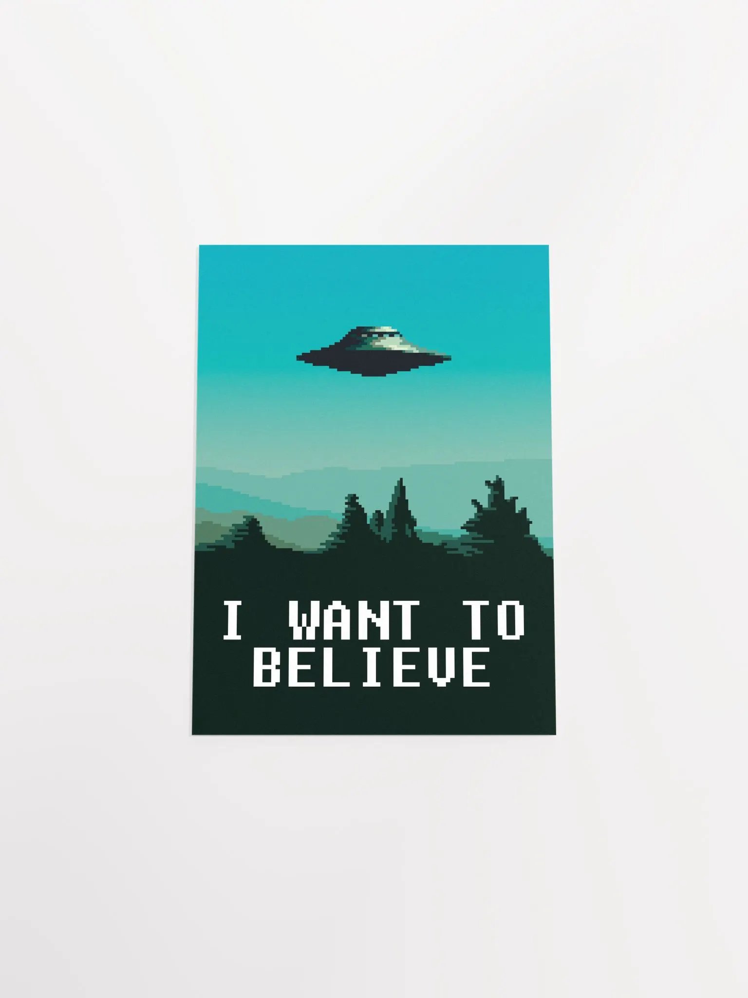 I want to believe / X-Files poster. Pixelart version (Ver.1, Season 1-3, 1993-1996) — sci-fi poster, movie poster, space art print product image (6)
