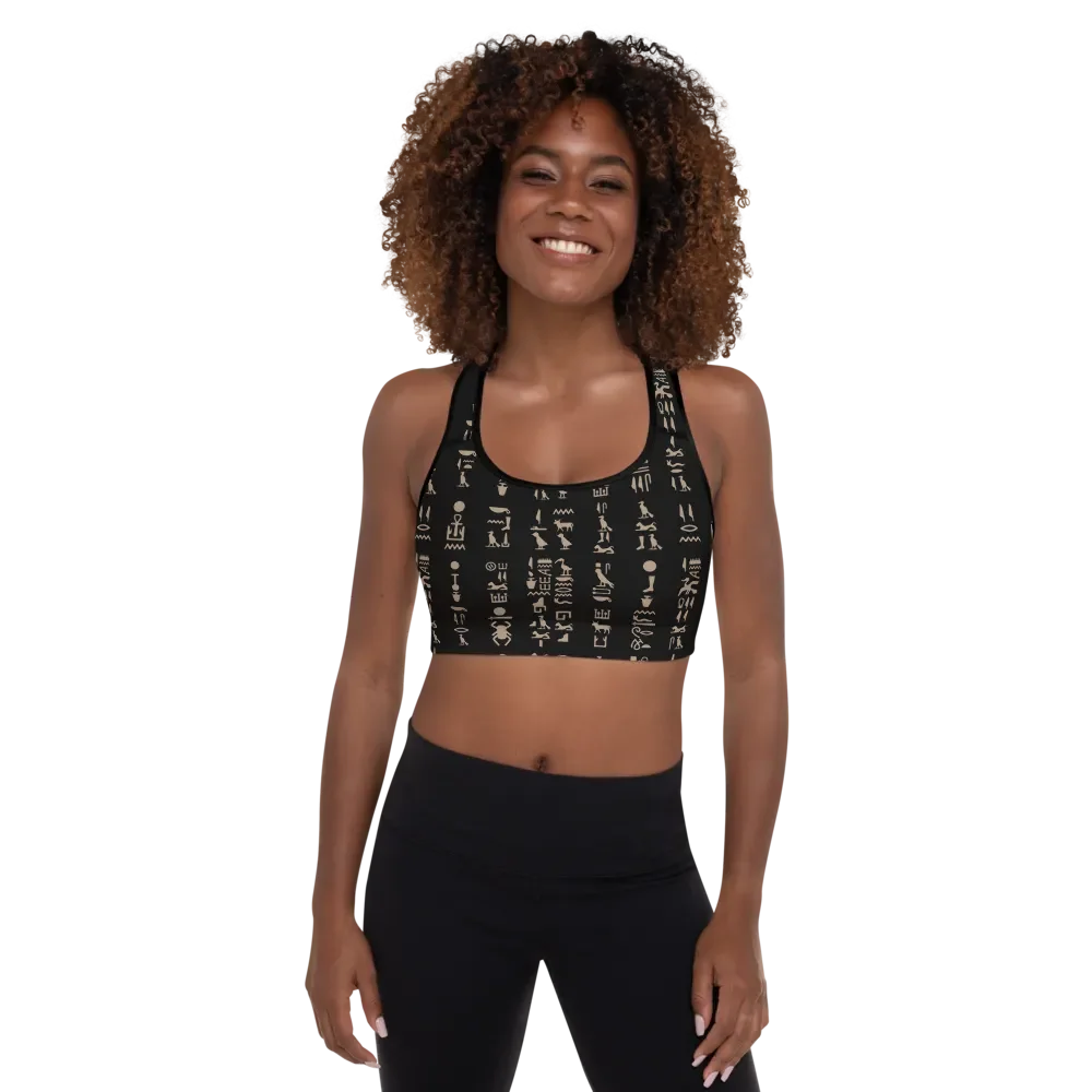 Isis Hieroglyphs Black All-Over Print Sports Bra product image (7)