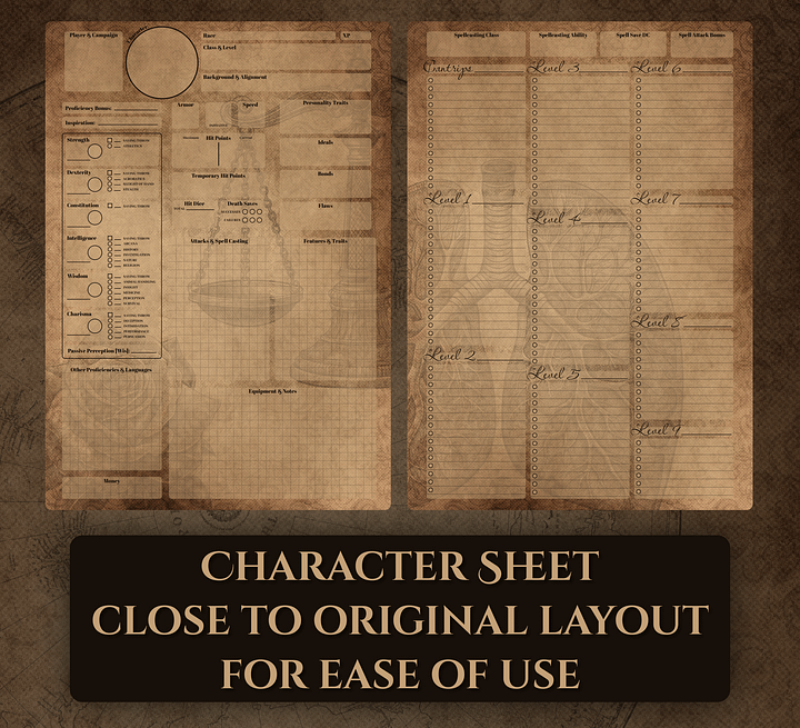 Vintage D&D TTRPG Character Sheet and Journal product image (2)
