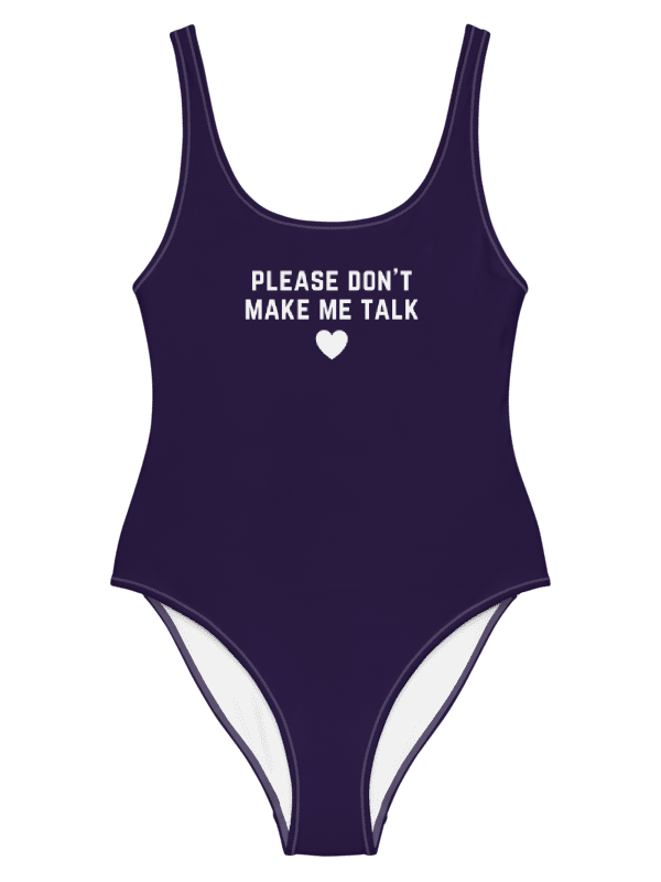 PLEASE DON'T MAKE ME TALK <3 (navy and white) one piece swimsuit product image (2)