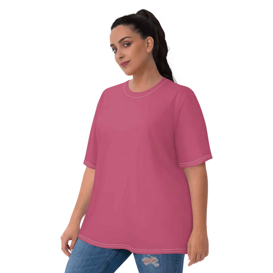 Plain Vibrant Red Soft Summer Women's Crewneck Polyester Heavyweight Premium T-Shirt by Treasure Pie product image (6)
