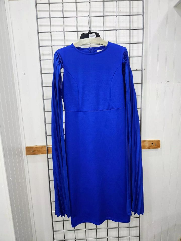 Size Medium Royal Blue Pleated Sleeve Dress product image (1)
